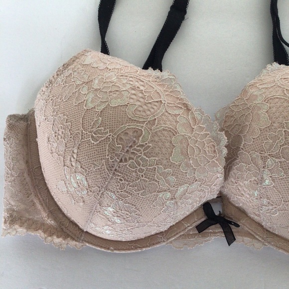 VICTORIAS SECRET DREAM ANGELS PUSH UP BRA SHIMMER LACE SIZE 34C - Picture 3 of 14